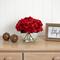 8.5" Red Hydrangea Arrangement in Glass Vase